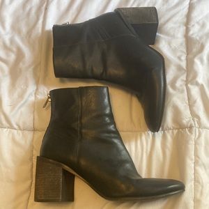 allsaints black leather boot with stacked wood heel, Made in Brazil, size 41